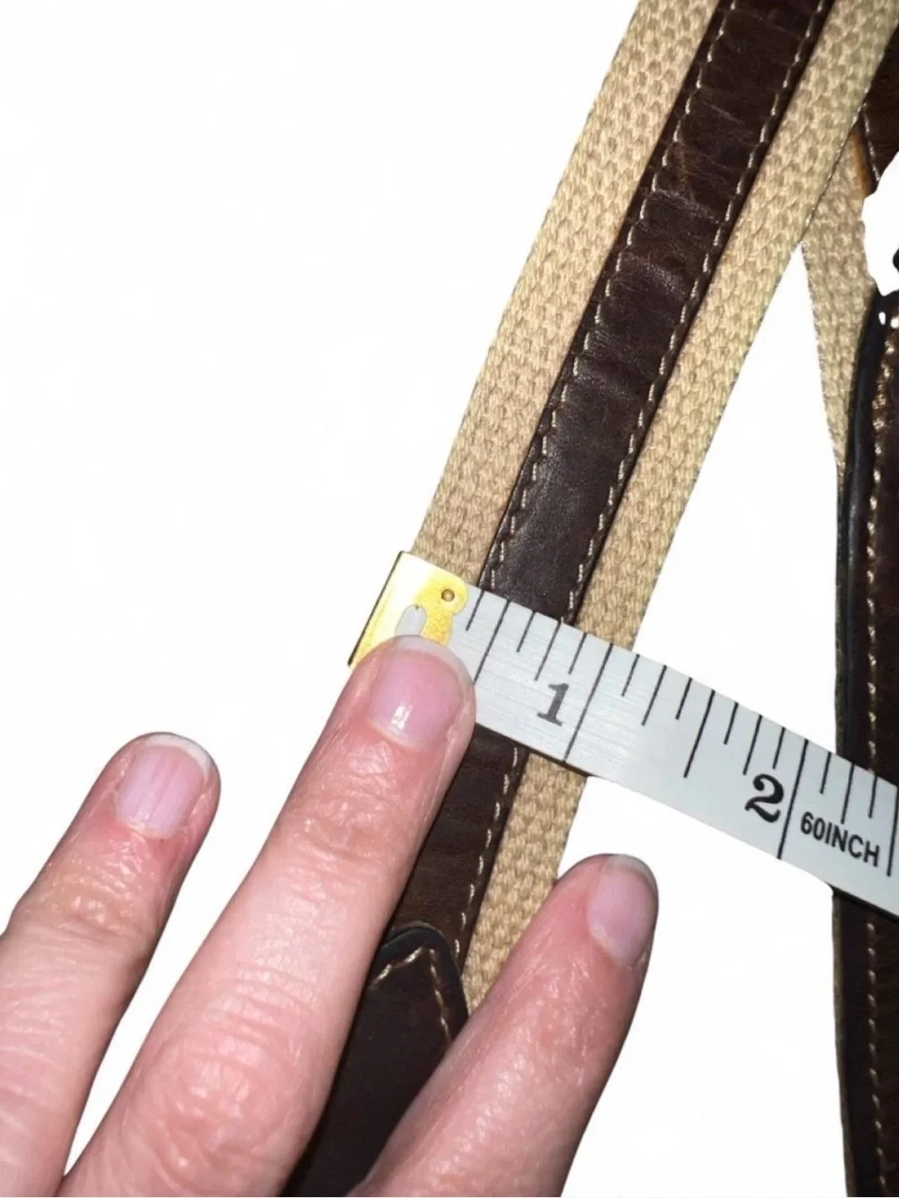 Unisex Canvas and Leather Belt - Brown and Beige
